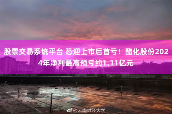 股票交易系统平台 恐迎上市后首亏！醋化股份2024年净利最高预亏约1.11亿元