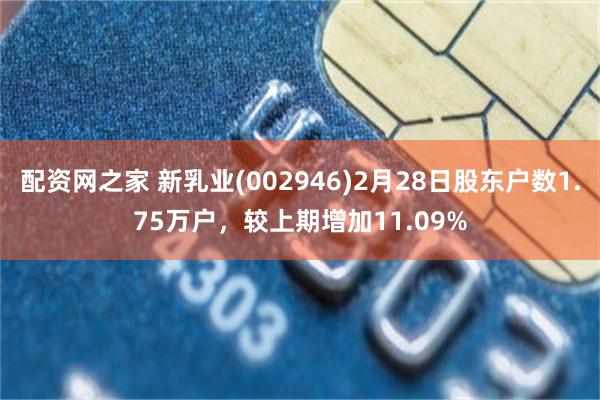 配资网之家 新乳业(002946)2月28日股东户数1.75万户，较上期增加11.09%