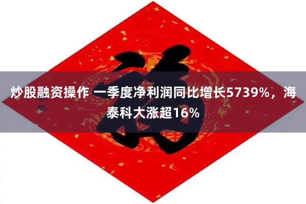 炒股融资操作 一季度净利润同比增长5739%，海泰科大涨超16%
